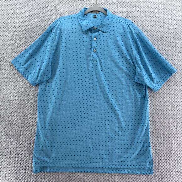 Peter Millar Shirt Mens L Blue Shark Print Summer Comfort Polo Short Sleeves - Picture 1 of 11